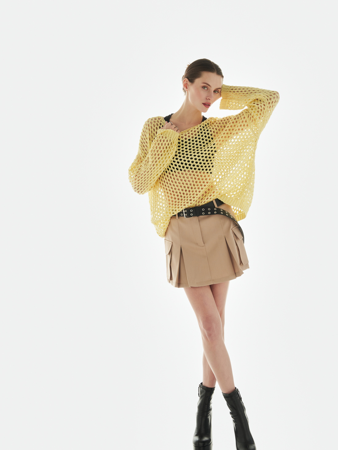 Джемпер "Сетка" жёлтый - фотография товара