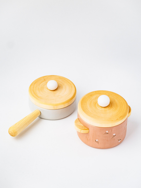 Чайный набор детской деревянной посудки "Розовый"