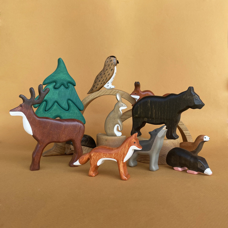 Деревянные фигурки лесных животных