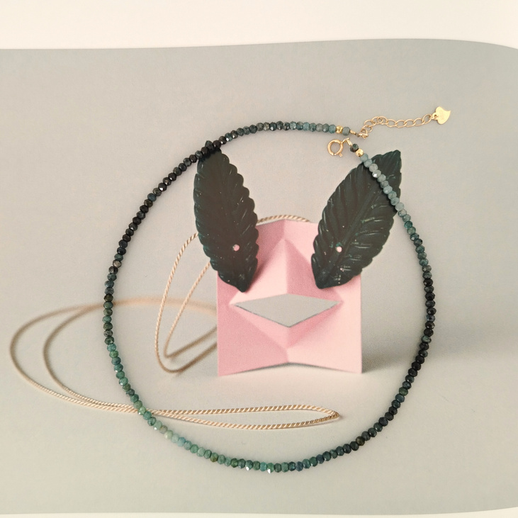 Колье «Изумрудная гармония» с зелёными турмалинами