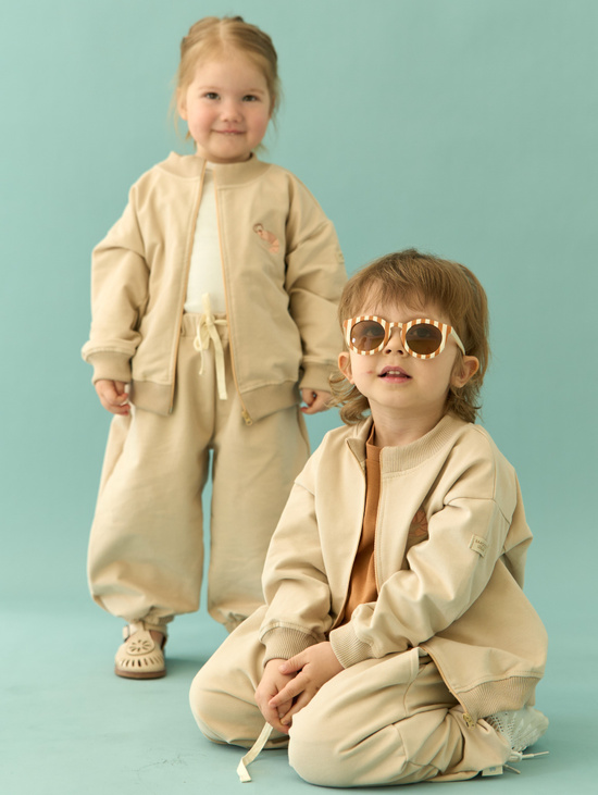 Бомбер и джоггеры футер с велюр эффектом, Песок