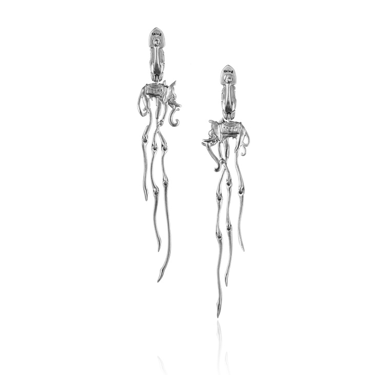 Длинные серебряные серьги ELEPHANT EARRINGS