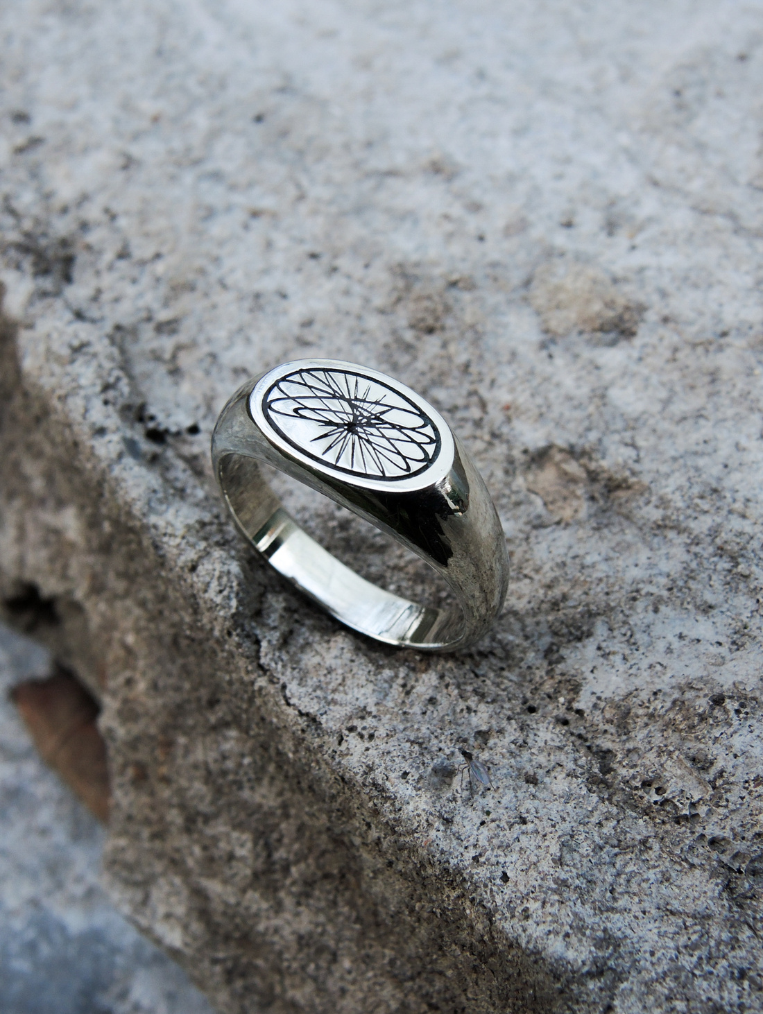 Кольцо-печатка «Конструкция» из нейзильбера - фотография товара