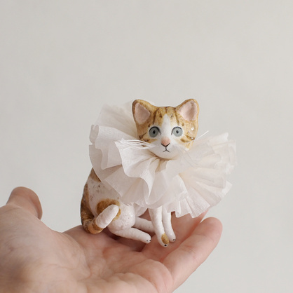 Ёлочная игрушка из ваты "Кот"