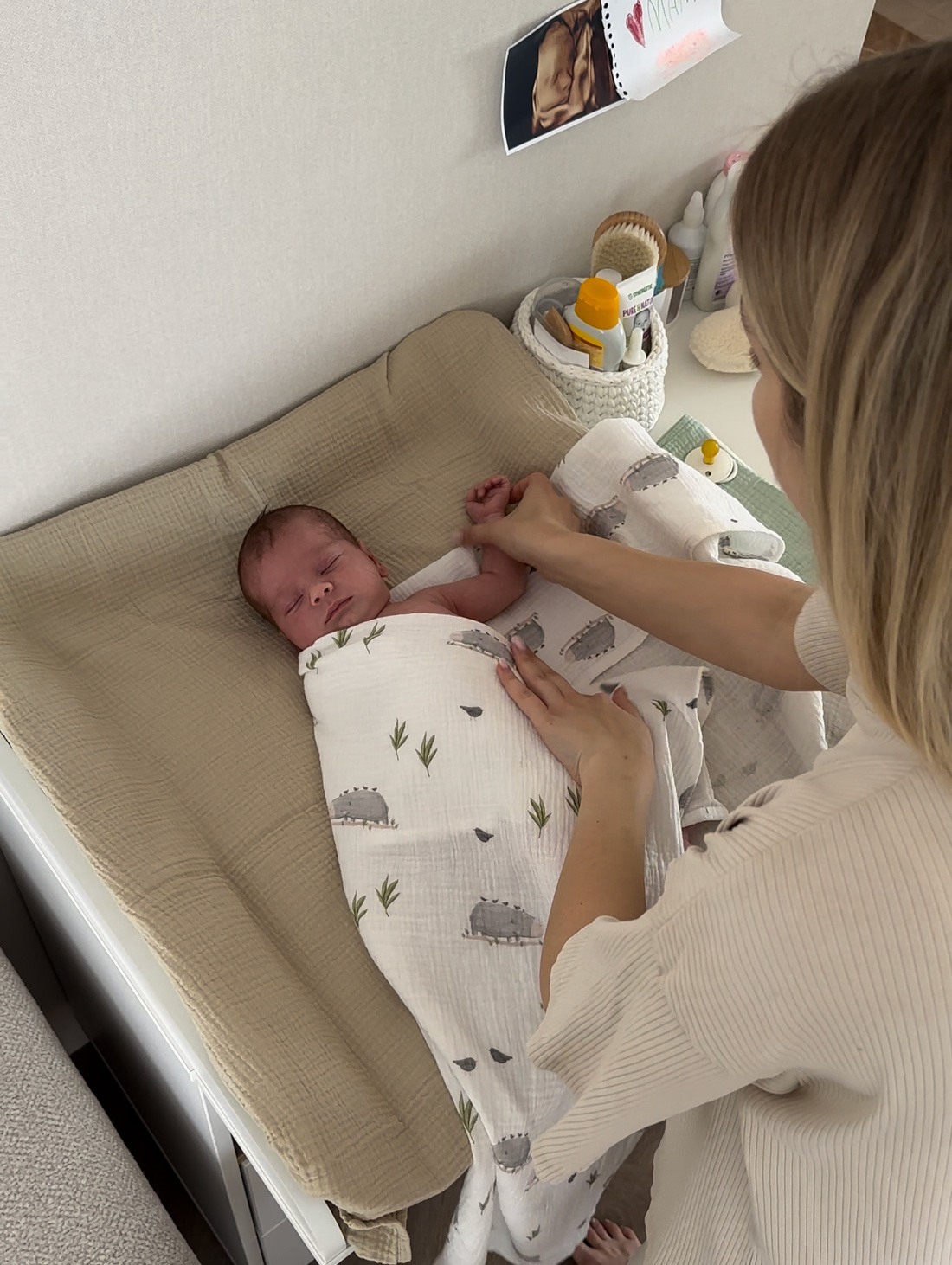 Муслиновая пеленка "Бегемотики" - фотография товара