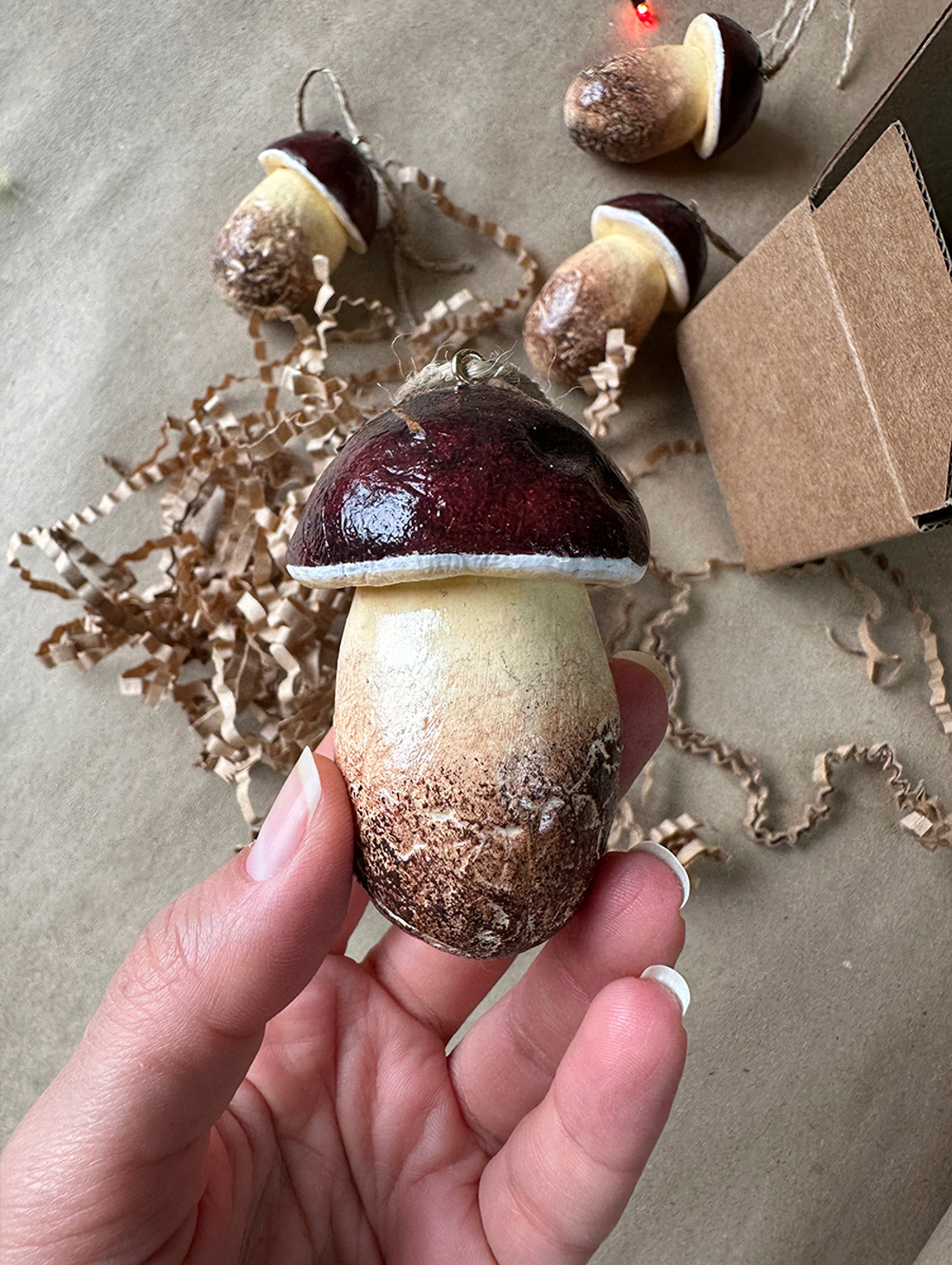 Ёлочная игрушка Гриб боровик пузатик XL - фотография товара