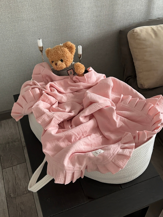 Муслиновый плед с рюшей "Pink"
