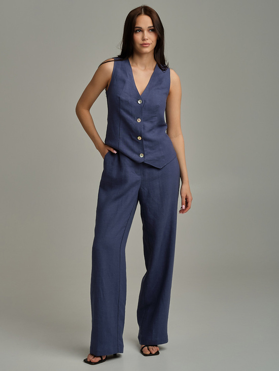 Жилет изо льна дымчато-синий