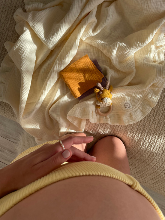 Муслиновый плед с рюшей "Сливочный"