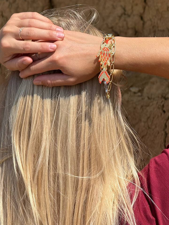 Колье "Золотая рыбка" с подвеской из японского бисера