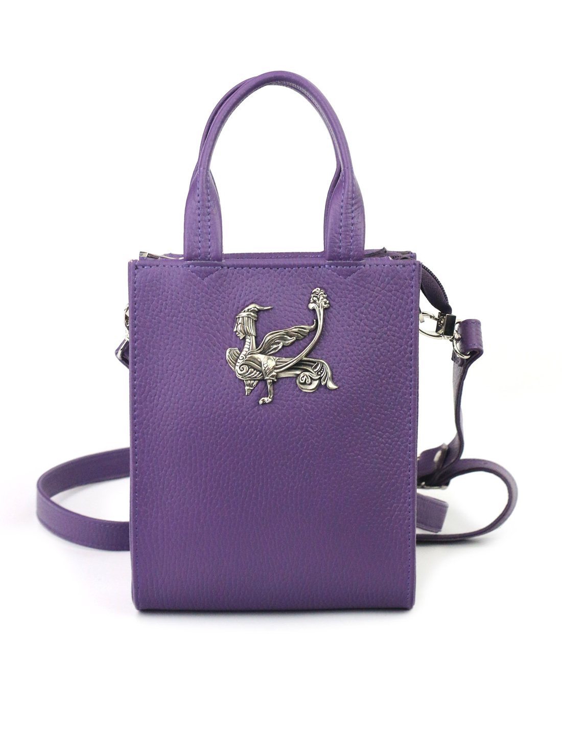 Сиреневая сумка через плечо "Птица Сирин" - фотография товара
