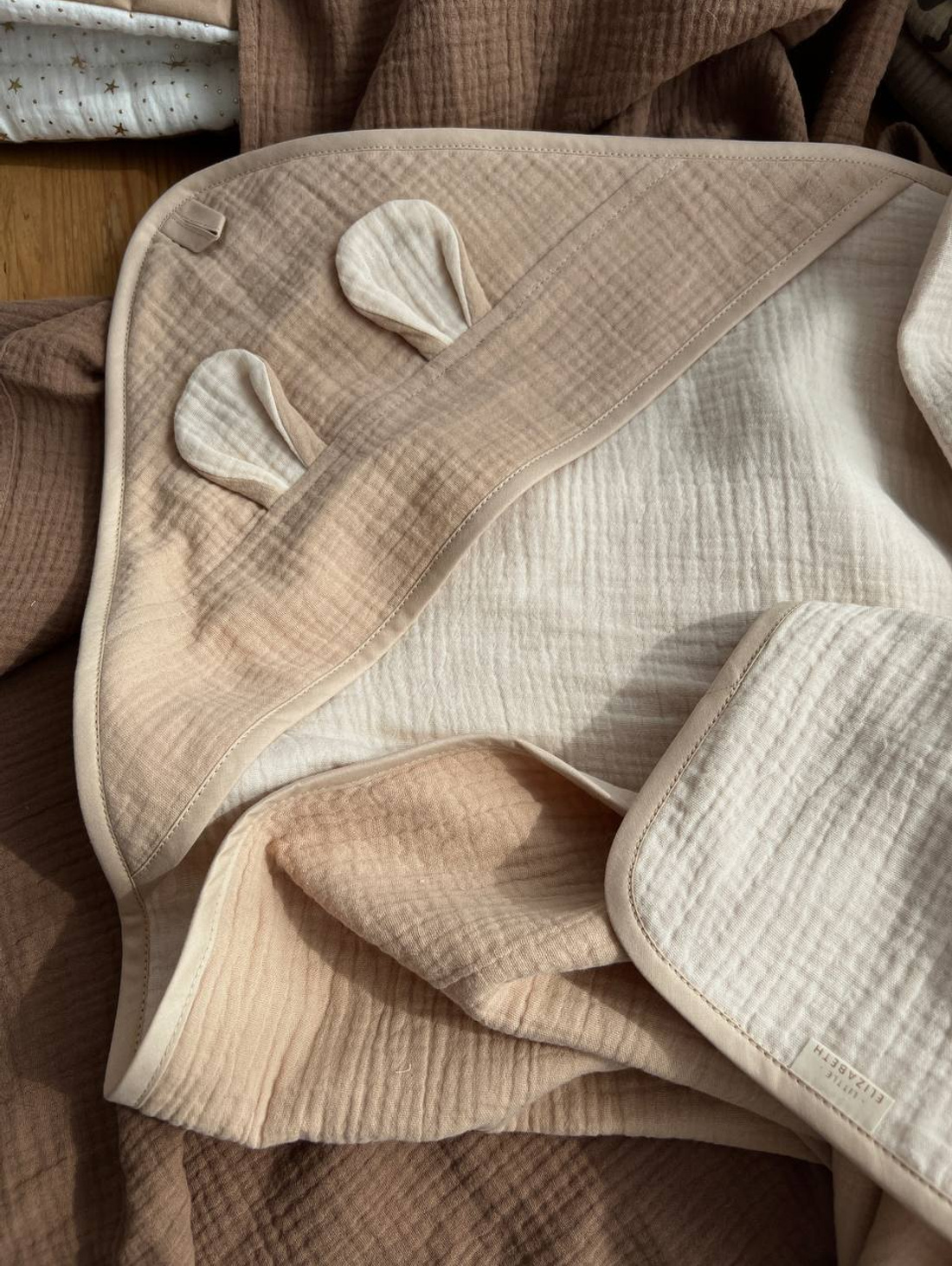 Муслиновое полотенце с ушками мишки - фотография товара