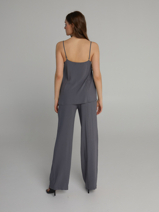 Брюки из струящегося штапеля стальной