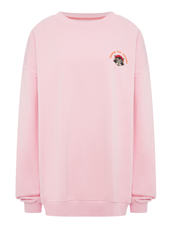 Свитшот SWEATSHIRT LONG SLEEVE RACCOON-WHITE PINK