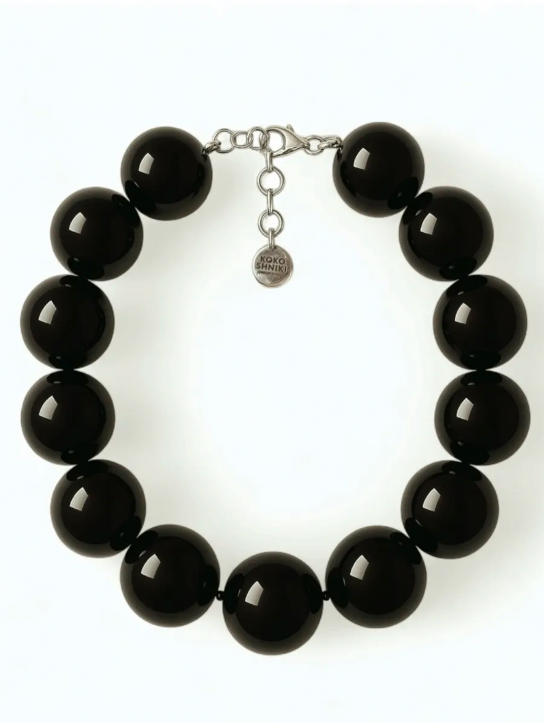 Колье-бусы «Огромные чёрные пузыри» муранское стекло - фотография товара