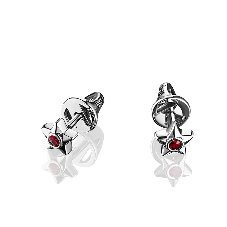 Серебряная монопусета с рубином STAR