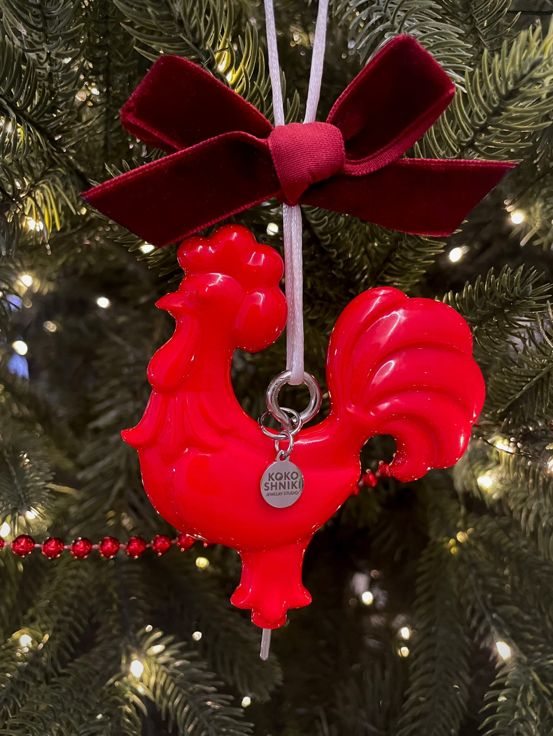 Елочная игрушка «Петушок-леденец» ярко-красный - фотография товара