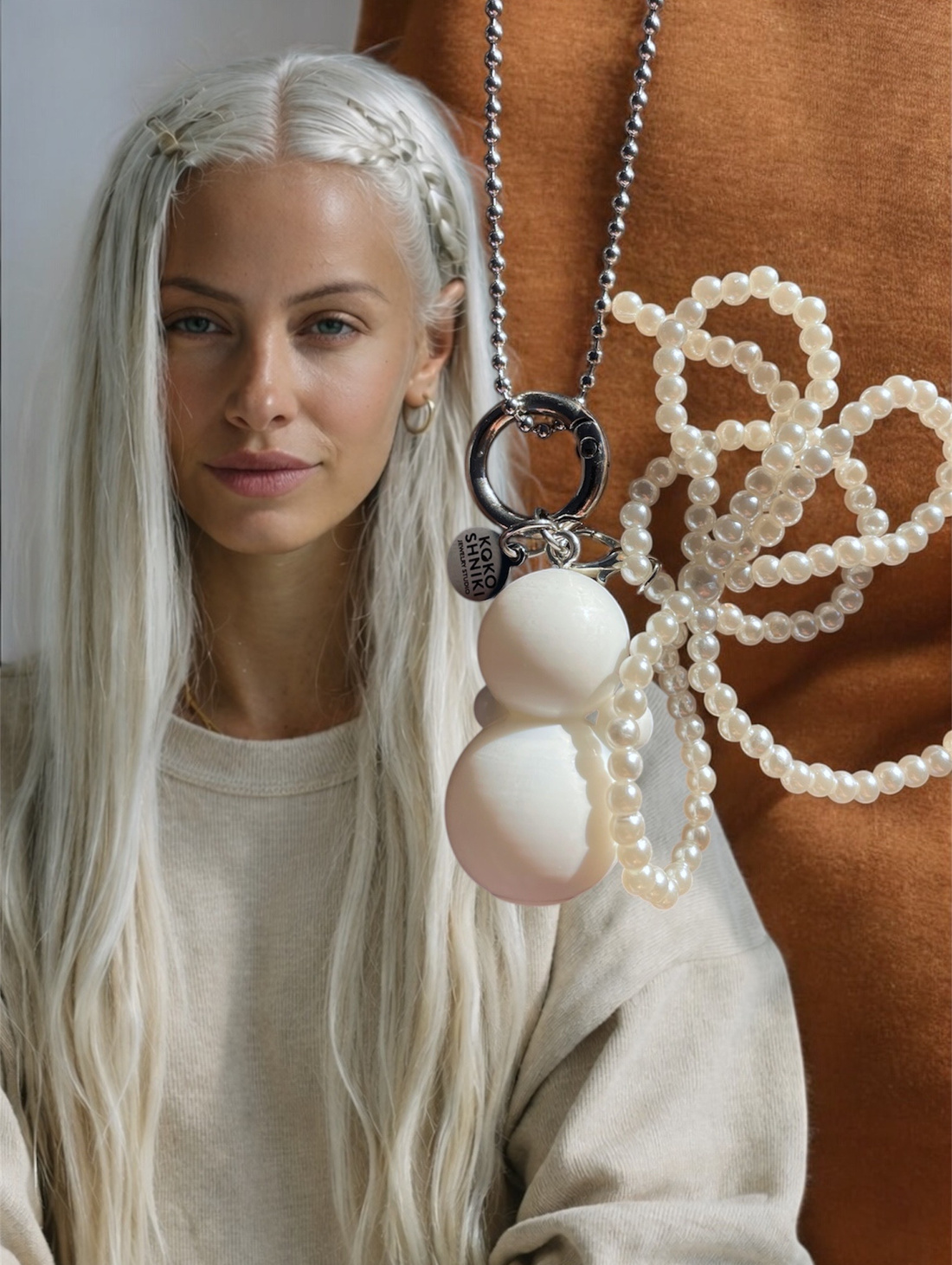 Колье «Жемчужная неваляшка» кулон цепочка - фотография товара