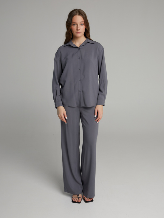 Брюки из струящегося штапеля стальной