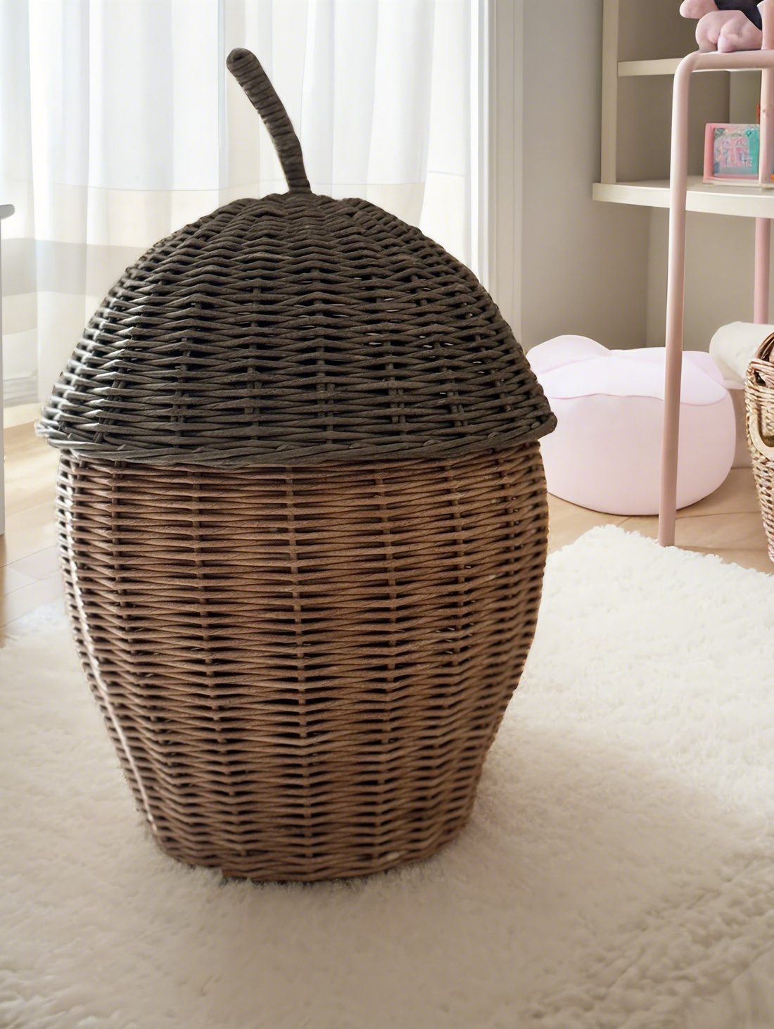 Корзина из бумажной лозы "Желудь" - фотография товара