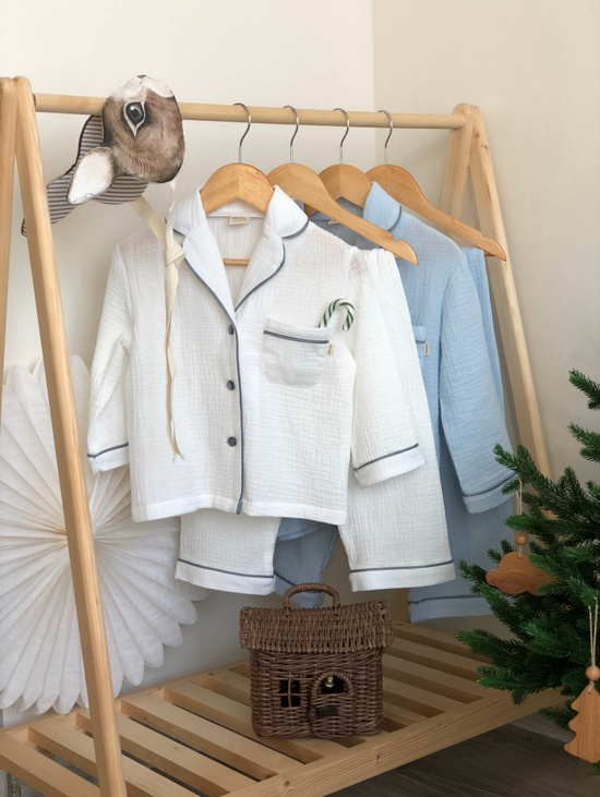 Муслиновая пижама с атласным кантом