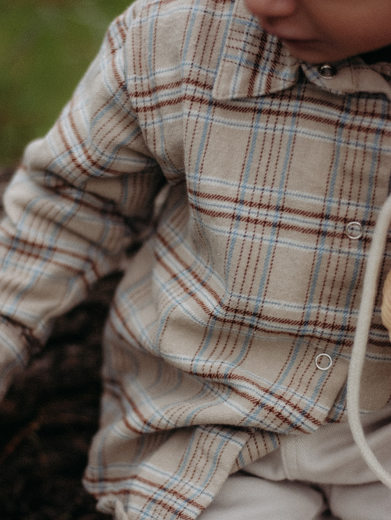 Рубашка в клетку бежевая  для девочки