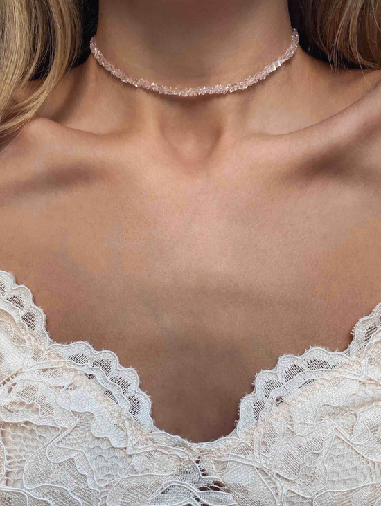 Чокер из сахарного кварца розовый