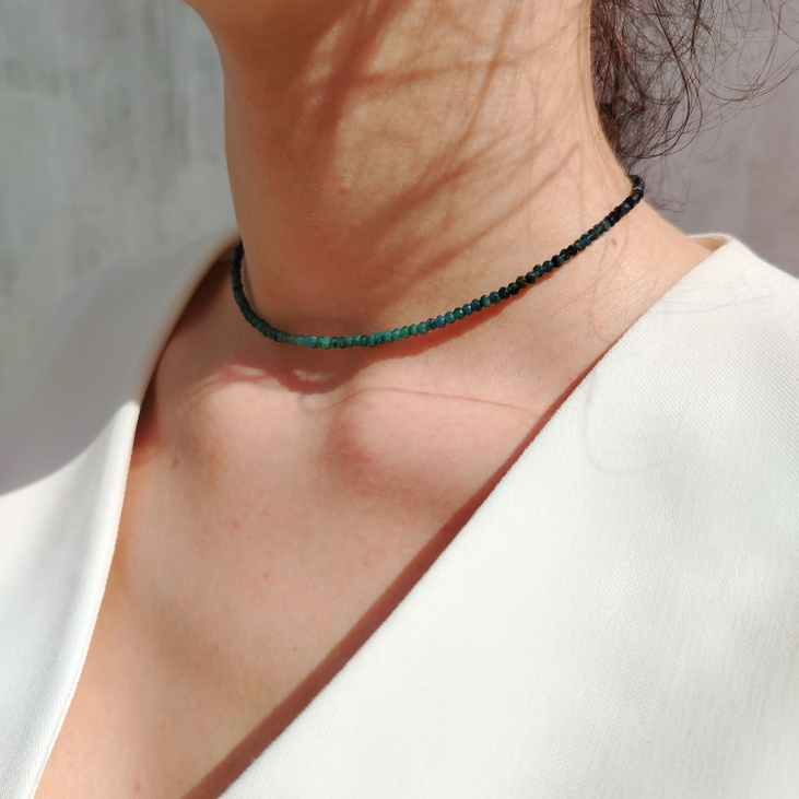 Колье «Изумрудная гармония» с зелёными турмалинами