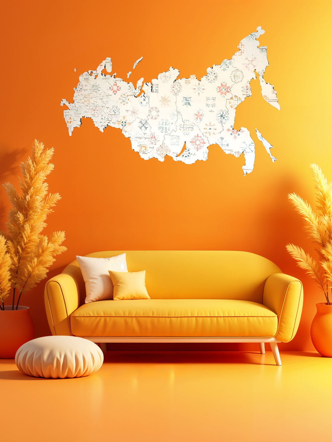 Карта России настенная "Народная" мультицвет, 150х90 см. - фотография товара