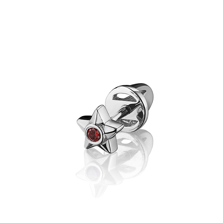 Серебряная монопусета с рубином STAR
