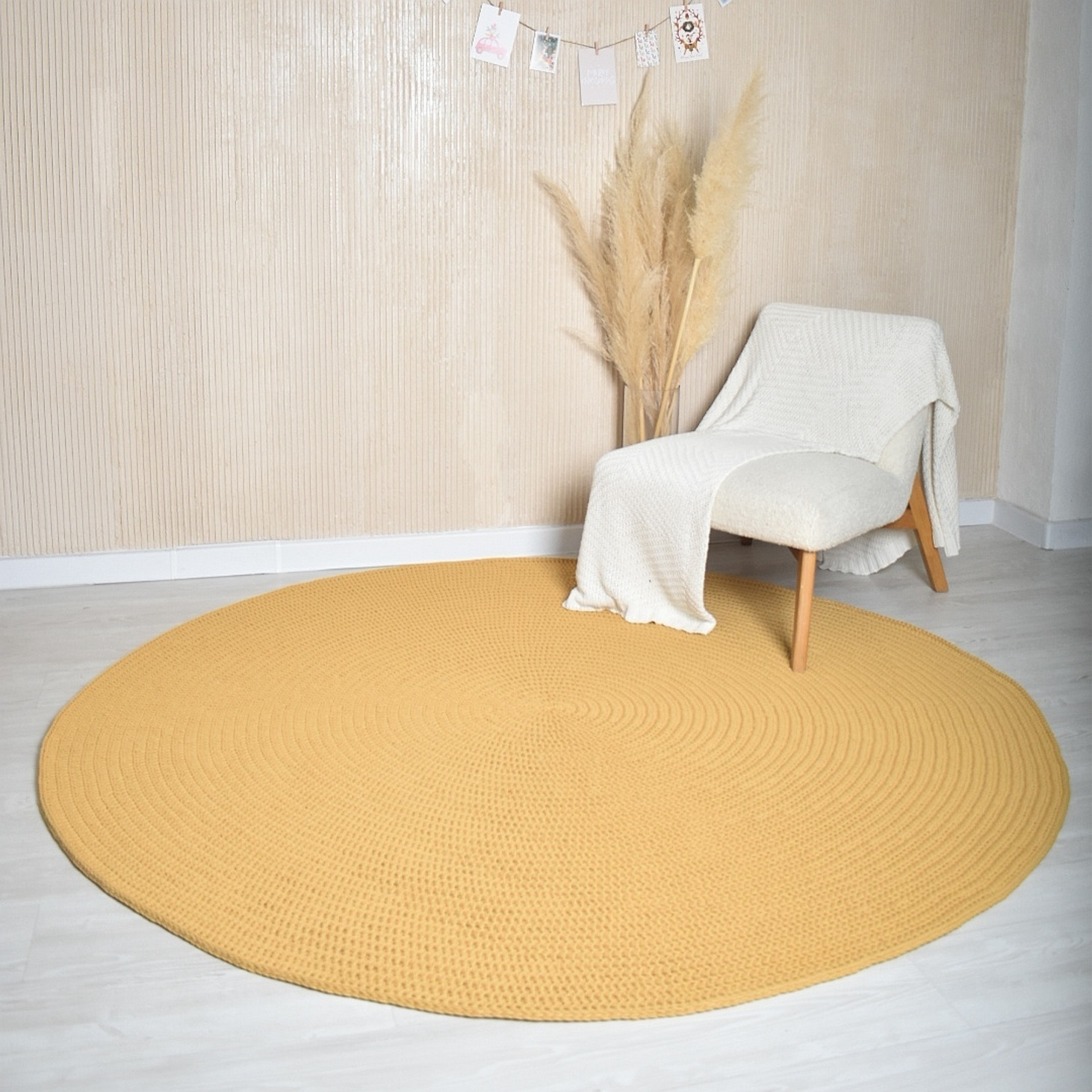 Круглый вязаный ковер из хлопка - фотография товара