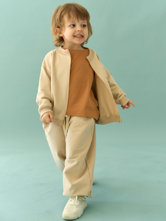 Бомбер и джоггеры футер с велюр эффектом, Песок