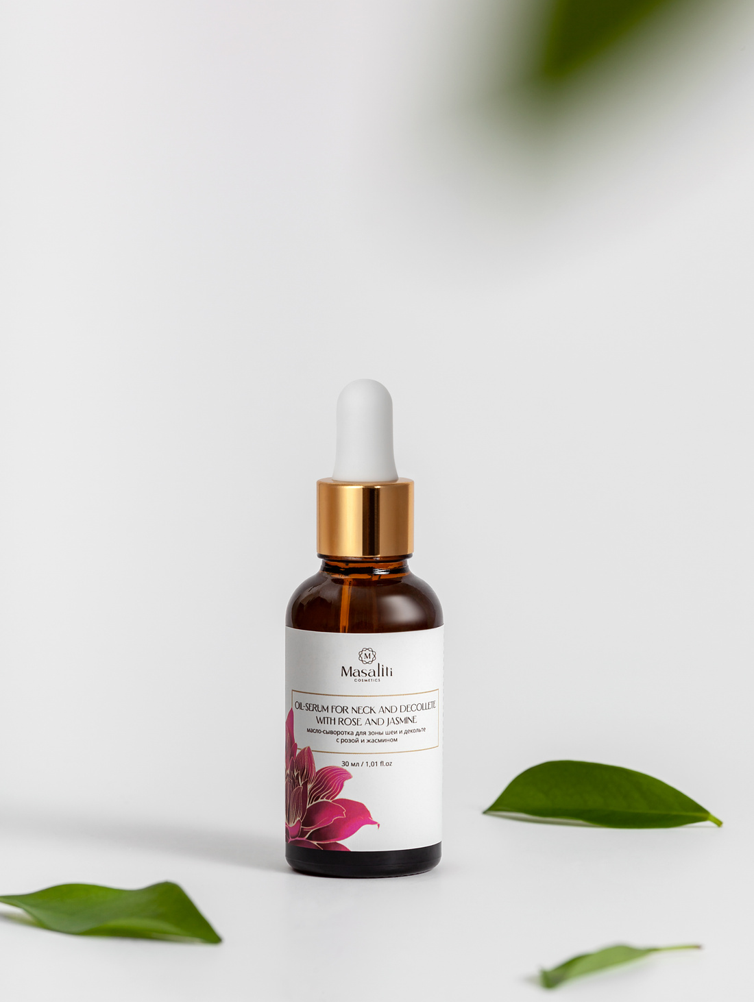 Масло-сыворотка для зоны шеи и декольте с маслом розы и жасмина, 30 мл - фотография товара