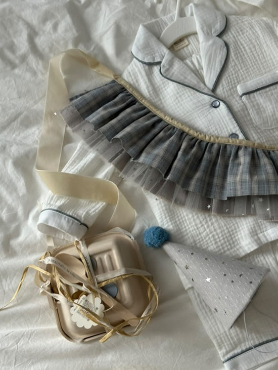 Муслиновая пижама с атласным кантом