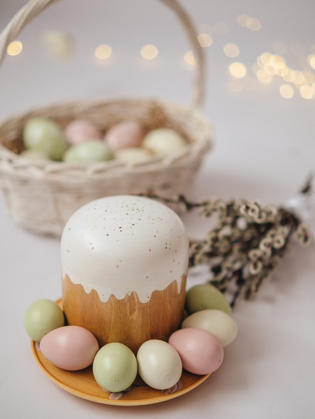 Декоративный пасхальный набор с куличём - фотография товара