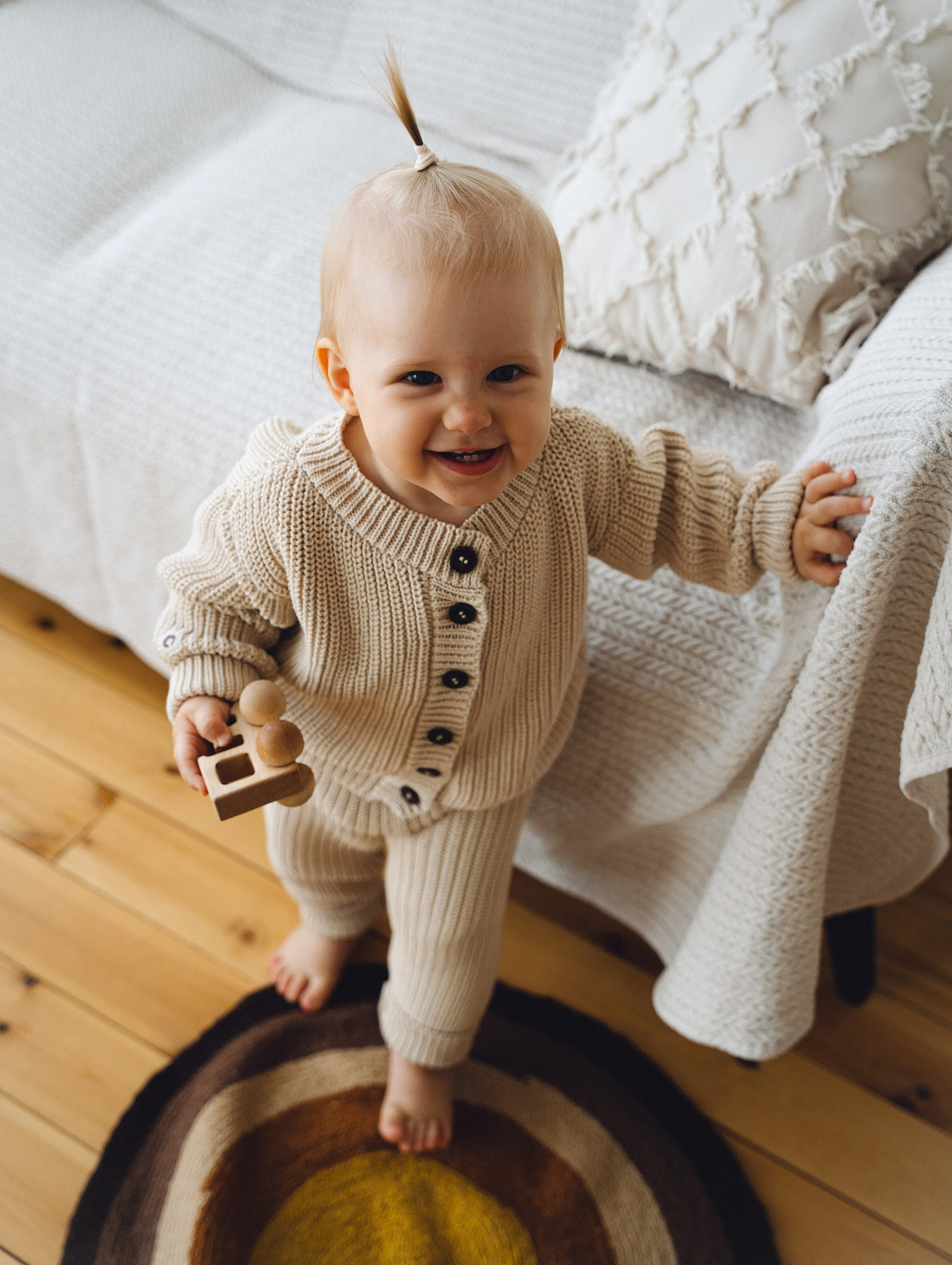 Вязаный кардиган из 100% хлопка Obnimi Nude - фотография товара