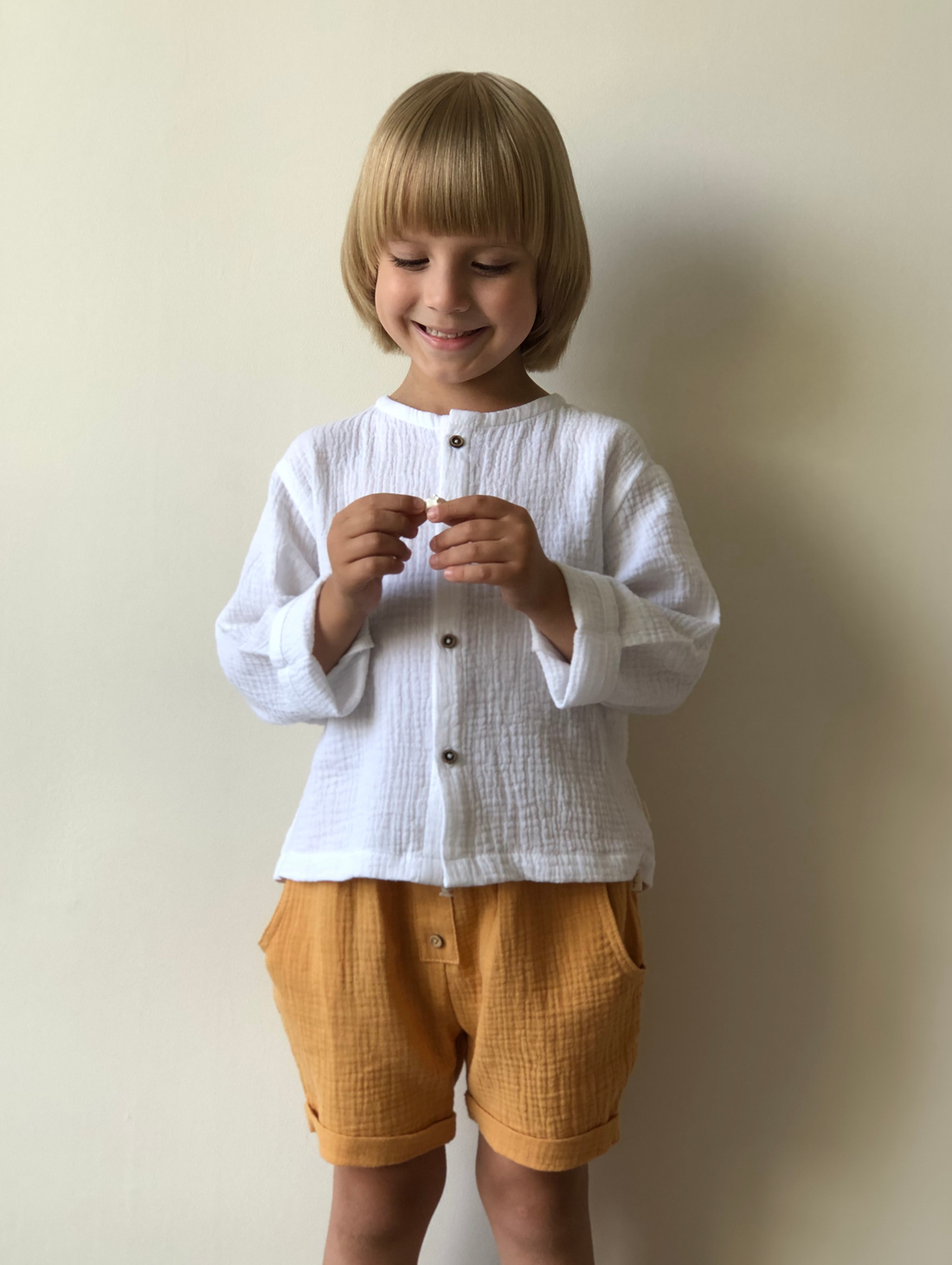 Муслиновая рубашка свободного силуэта - фотография товара