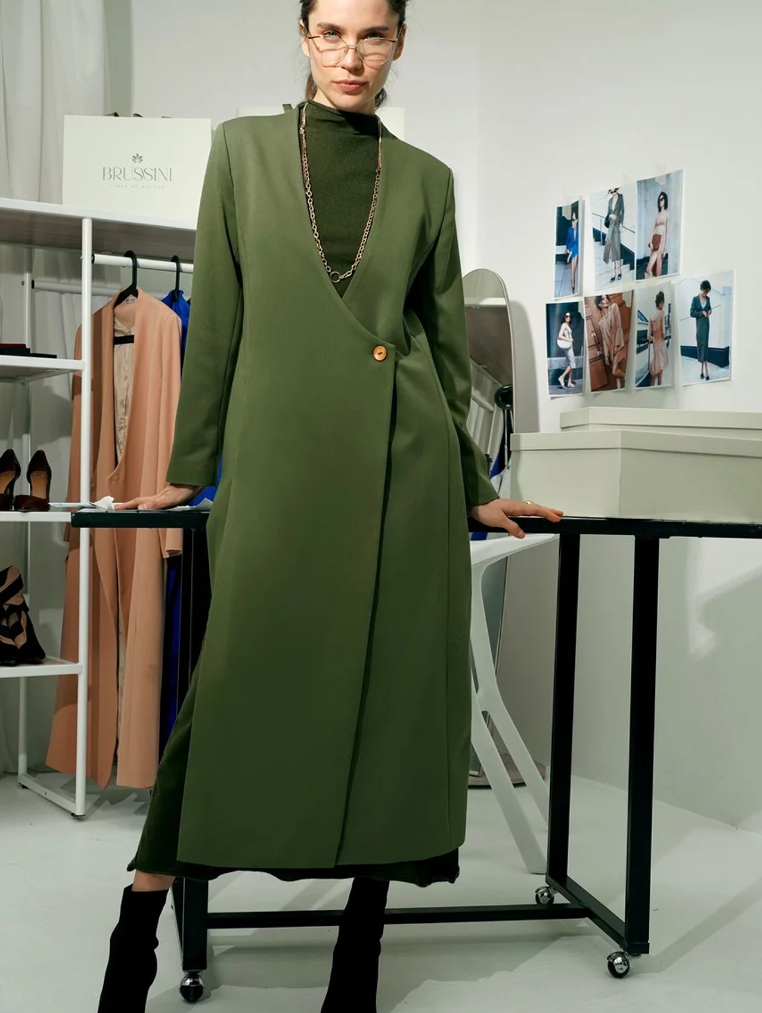 Жакет удлинённый (олива) - фотография товара