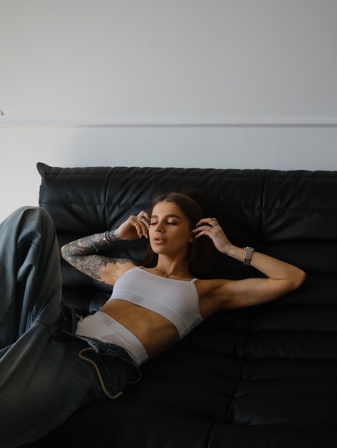 Топ + боксеры белого цвета - фотография товара