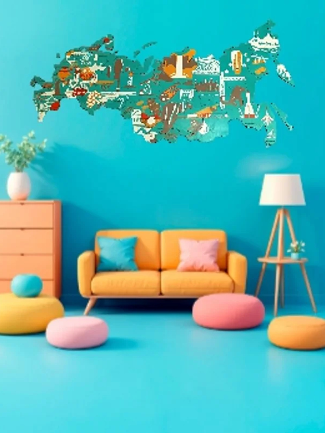 Карта России настенная "Богатства России", 150х90 см. - фотография товара