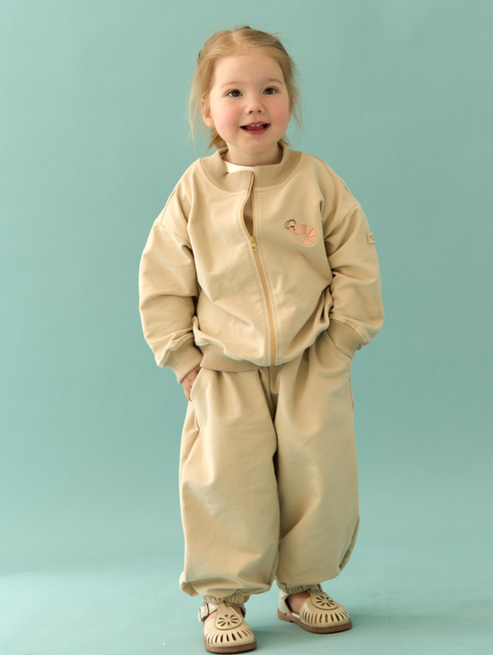 Бомбер и джоггеры футер с велюр эффектом, Песок