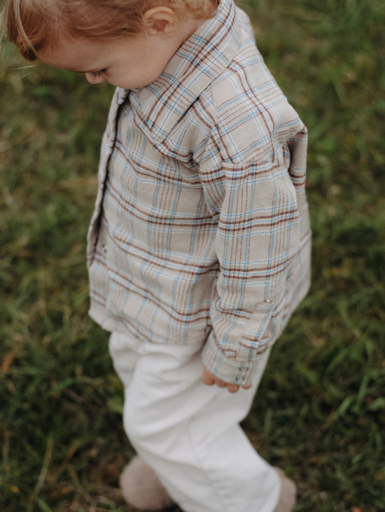 Рубашка в клетку бежевая  для девочки