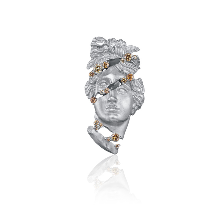Серебряная моносерьга  с бриллиантами APOLLO EARRING