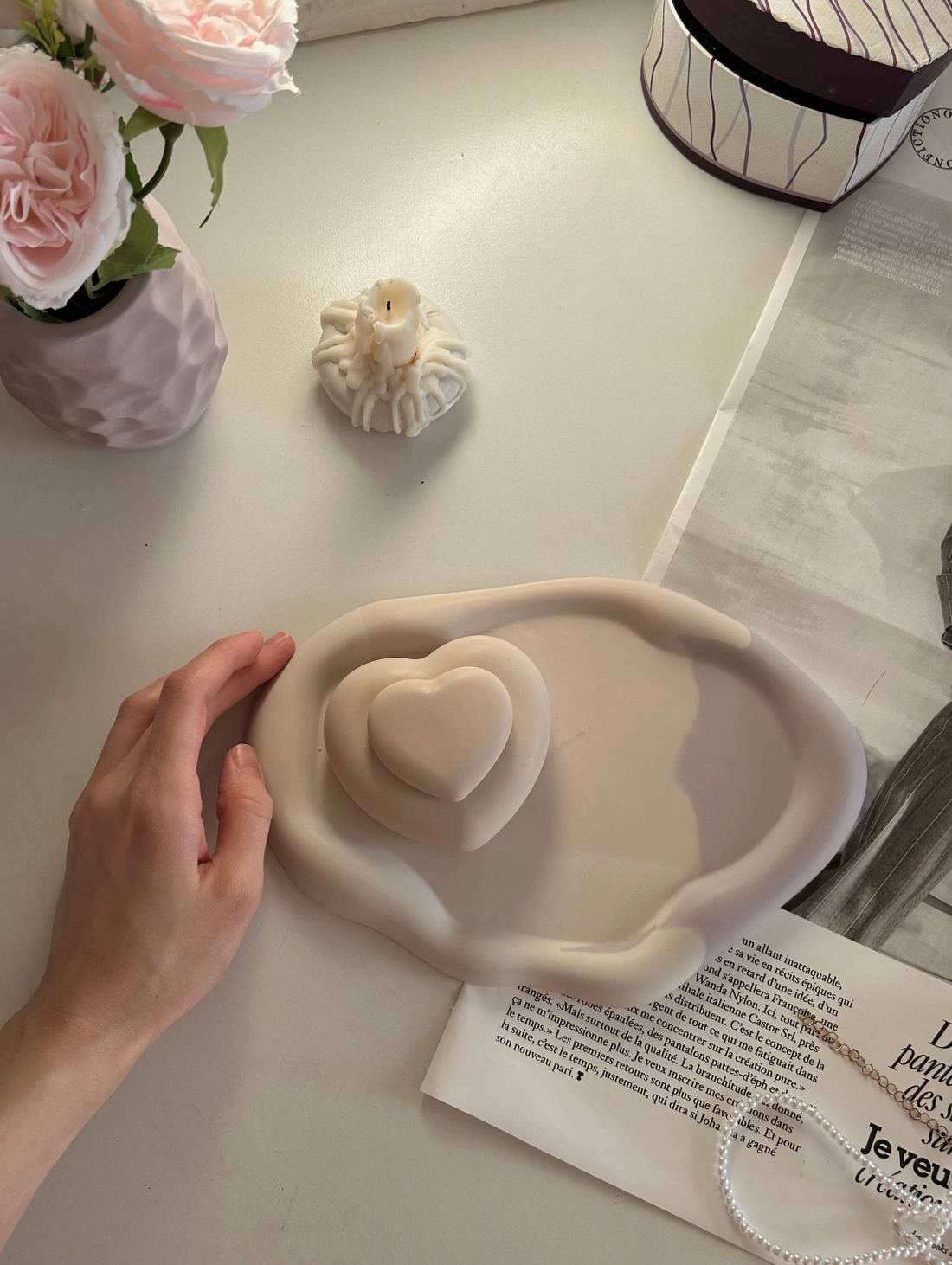 Декоративный набор для дома №2 (свеча, подставка, ваза) - фотография товара