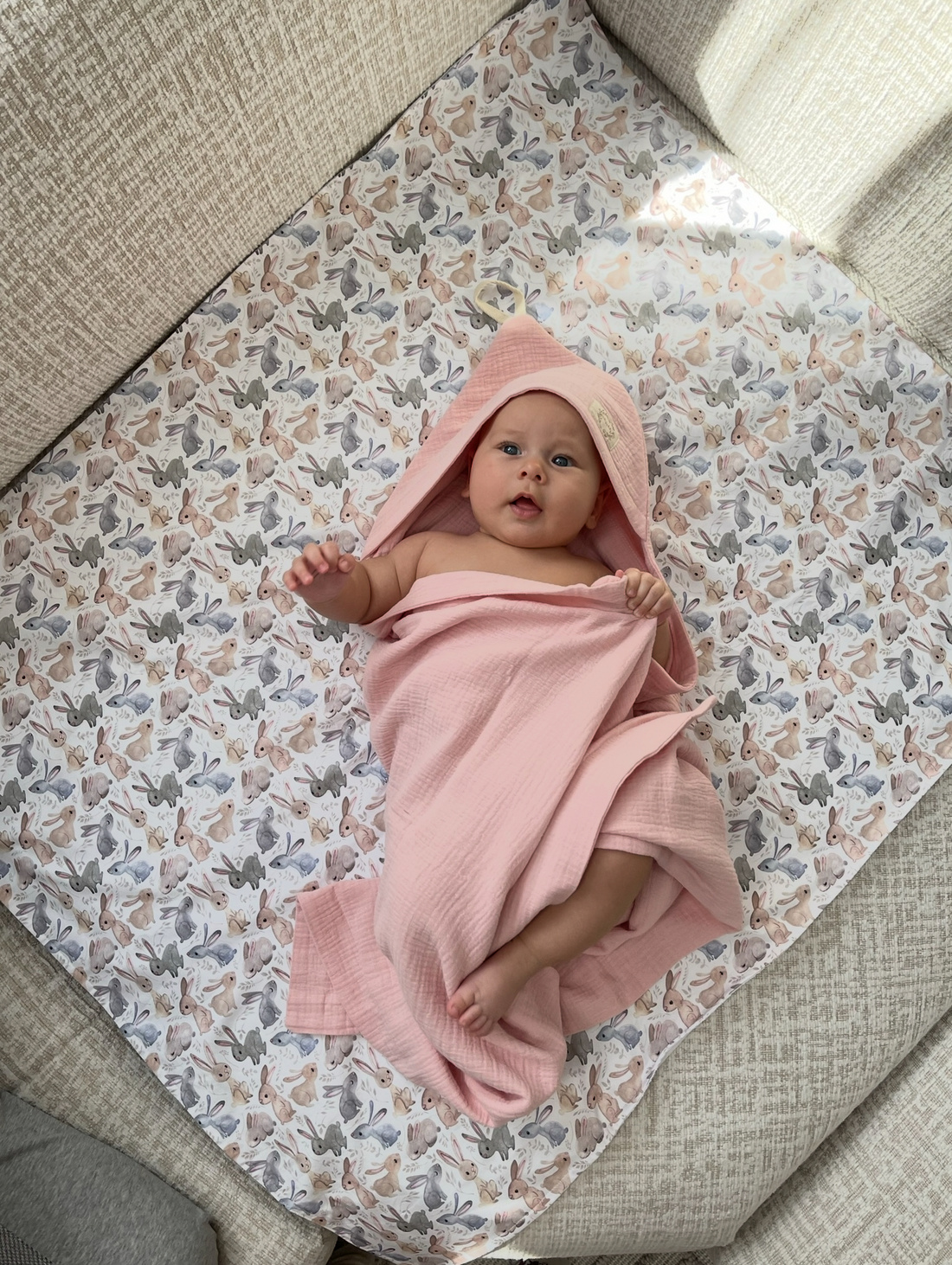 Непромокаемая пеленка "Зайки" - фотография товара