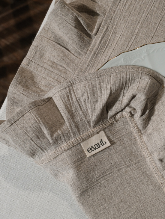 Плейсмат с рюшами из льна и хлопка, бежевый