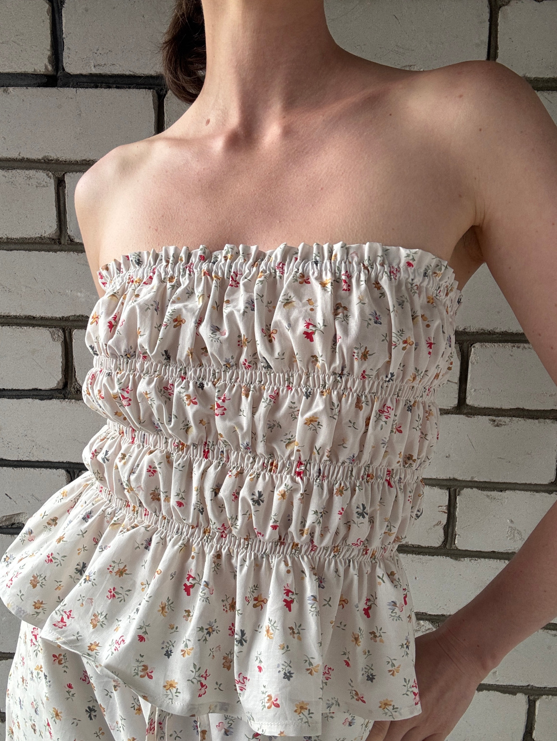 Любимый хлопковый топ в цветочек - фотография товара