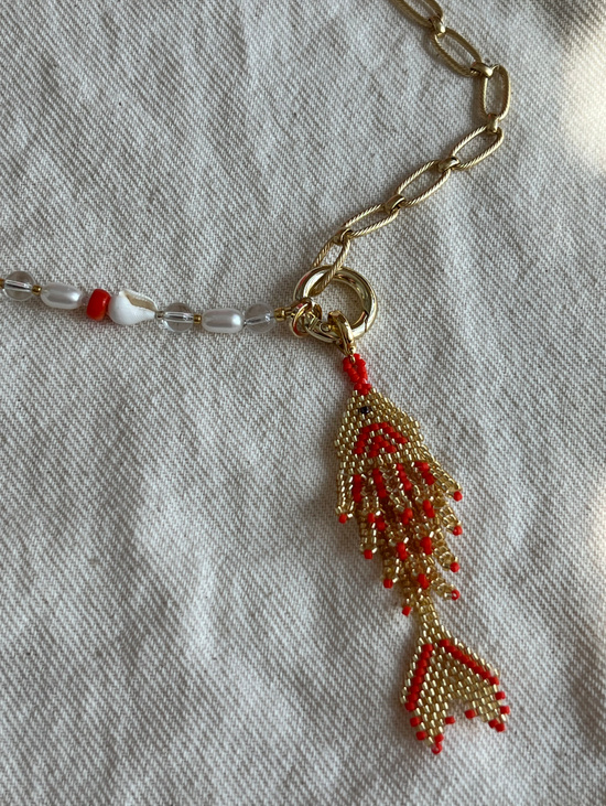 Колье "Золотая рыбка" с подвеской из японского бисера