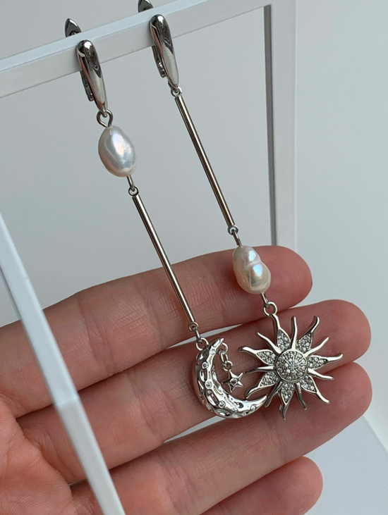Серьги Солнце и Луна асимметрия