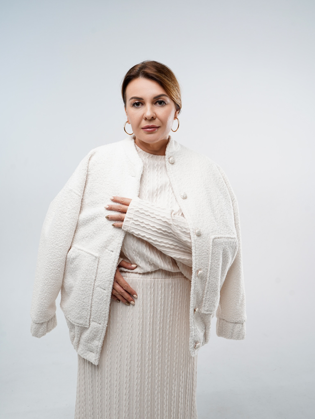 Бомбер из ткани букле "Plombir" - фотография товара